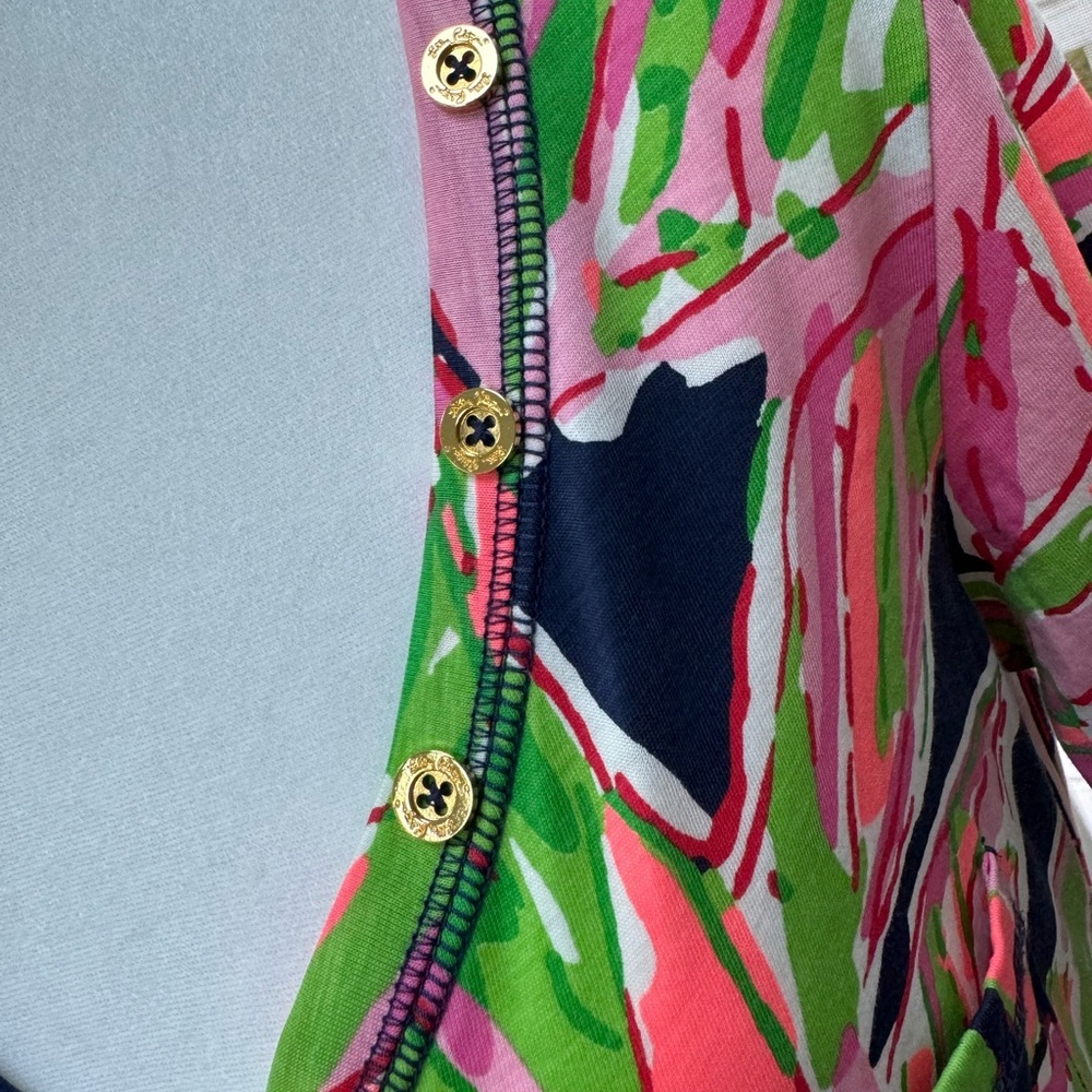 LILLY PULITZER PALMETTO IN THE VIAS PUMA PINK NAVY DRESS-SIZE MEDIUM - Picture 10 of 12